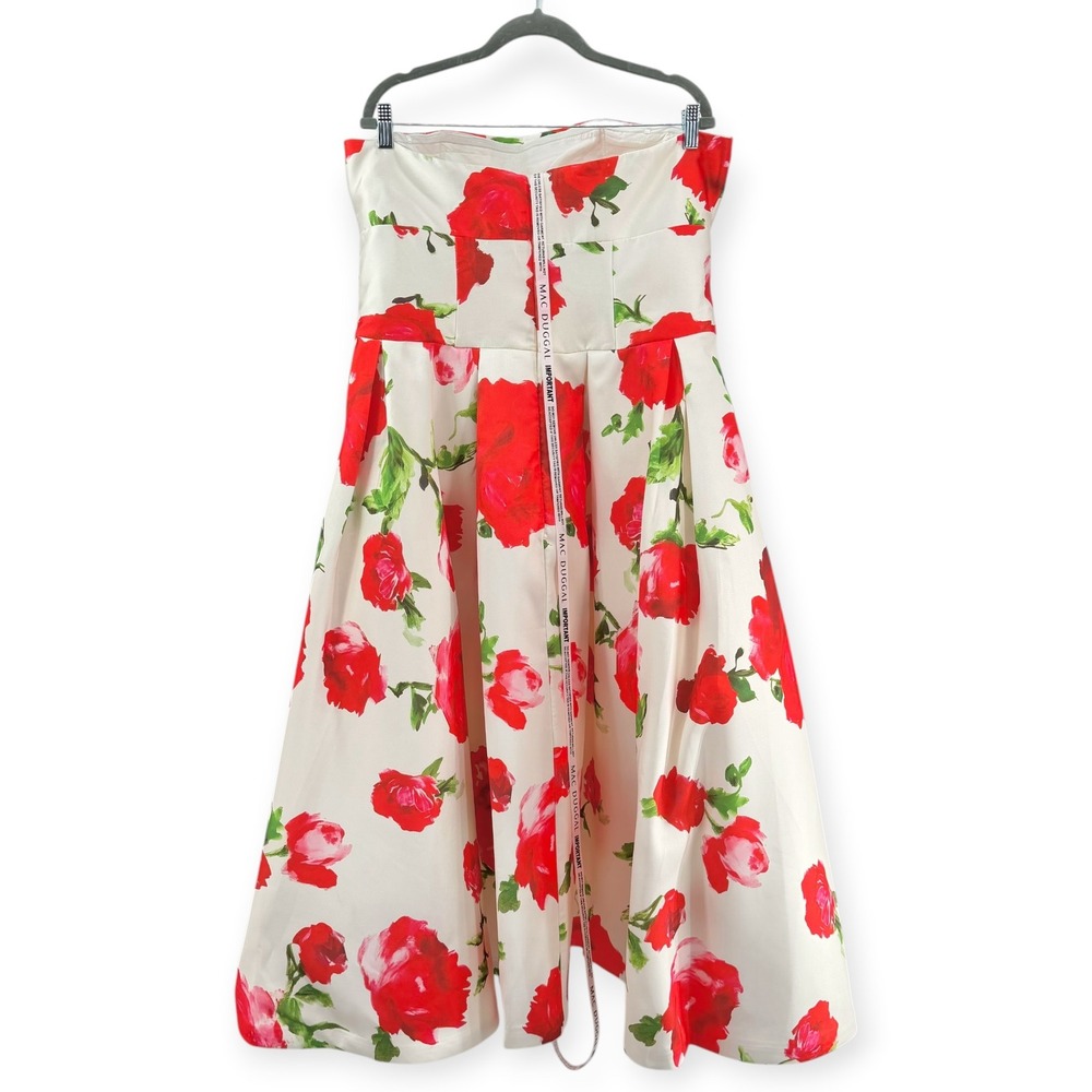 Mac Duggal White Strapless Floral Mikado Midi Dress $498 - Size 14‎ - Picture 9 of 12